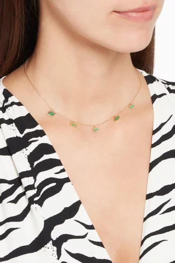 قلادة بحلي بشكل عين ذهب أصفر ومينا أخضر