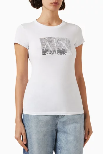Sequin Logo Slim-fit T-shirt in Cotton-jersey