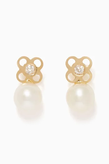 Floral Pearl Diamond Earrings