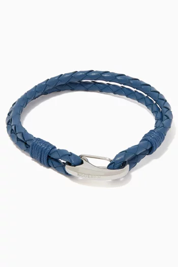 Elio 2-Line Woven Leather Bracelet 