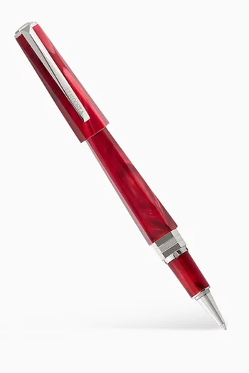 قلم بكرة دوارة أحمر بتصميم خماسي