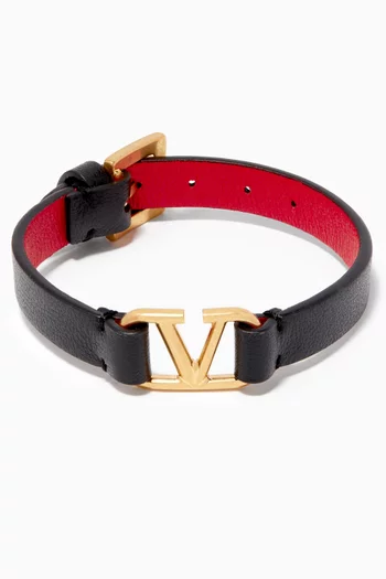 V Logo Leather Bracelet  