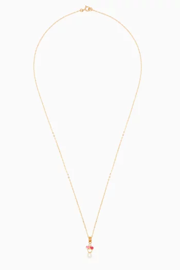 Hearts Pearl & Diamond Set in 18kt Yellow Gold     