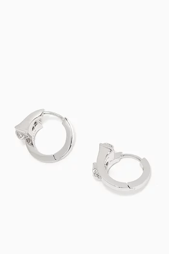 Cleo Full Diamond Huggie Earrings in 18kt White Gold  