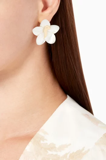 Arabic M Letter Mother Of Pearl Earrings