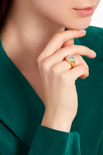 Khatt M Letter Diamond Signet Ring