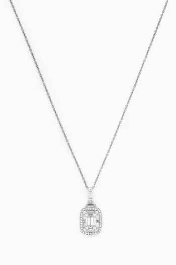 Square Pendant Necklace in Sterling Silver    