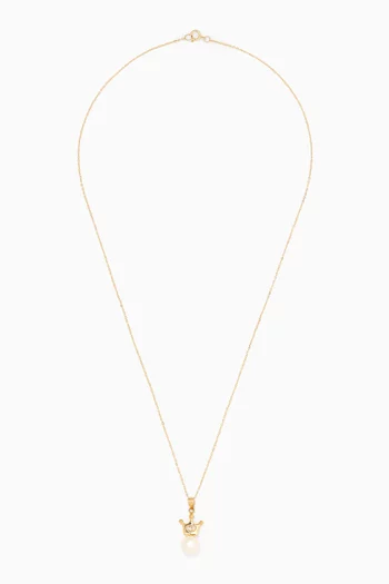 قلادة ماي برينسس مرصعة باللؤلؤ والماس ذهب أصفر عيار 18