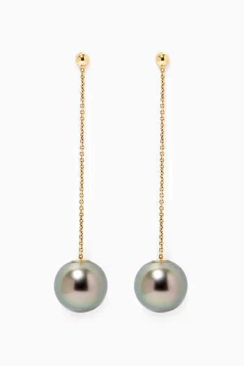 Links of Love Hanging Pearl Earrings in 18kt Yellow Gold  