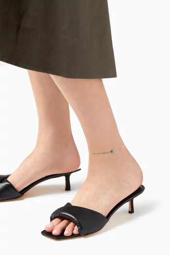 Cleo Pyramid Green Agate Diamond Anklet in 18kt White Gold