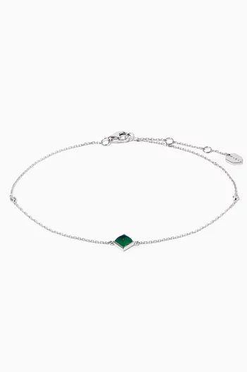 Cleo Pyramid Green Agate Diamond Anklet in 18kt White Gold