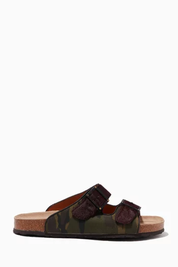 Western Laterale Camo Sandals in Pony Leather   