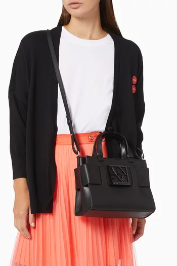 Logo Plaque Tote in Faux Leather