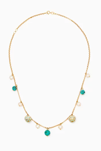 Feroza Charm Necklace in 18kt Gold     