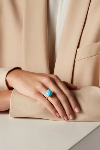 Châtelaine® Turquoise Diamond Ring in 18kt Yellow Gold, 14mm