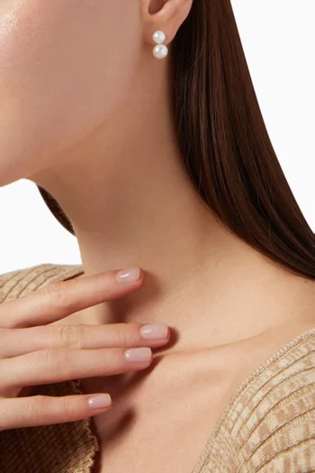 أقراط جاكيت مزينة بلؤلؤ ذهب أصفر عيار 14