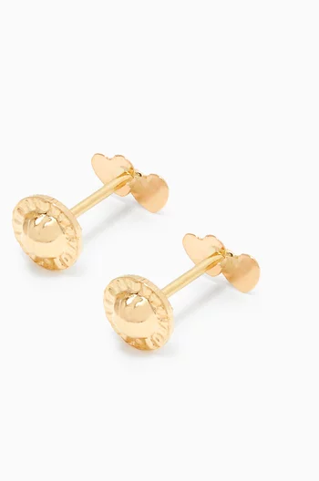 Double Heart Stud Earrings in 18kt Yellow Gold  