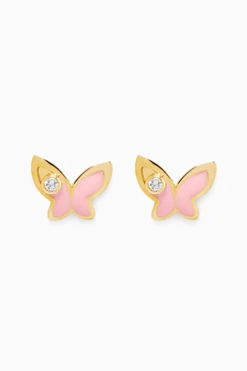Butterfly Diamond Stud Earrings in 18kt Yellow Gold    