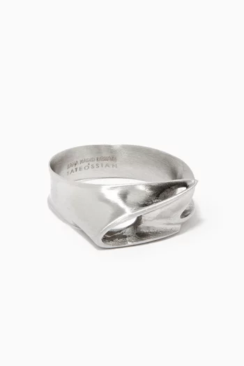 x Zaha Hadid Design Twisted Ring in Stainless Steel      