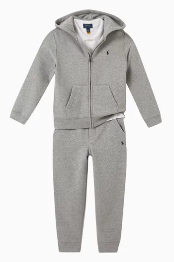 كنزة من مزيج صوف وقطن بغطاء الرأس