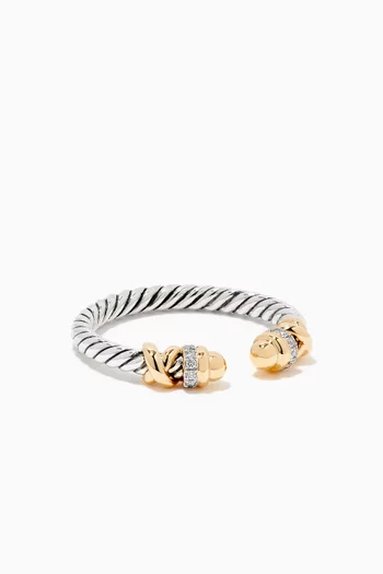 Petite Helena Diamond Ring with 18kt Yellow Gold Domes             