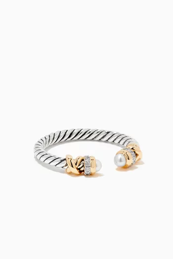 Petite Helena Diamond Ring with Pearls & 18kt Yellow Gold  