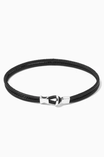 Orson Loop Leather Bracelet in Sterling Silver        