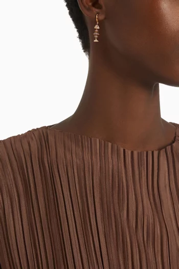 قرط ويش بون بتصميم دائري ودلاية ذهب وردي عيار 18