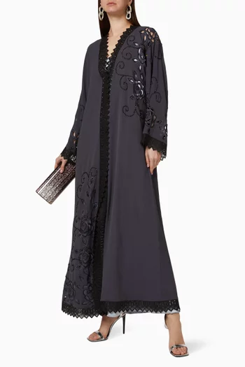 Cut-Out Lace Abaya  