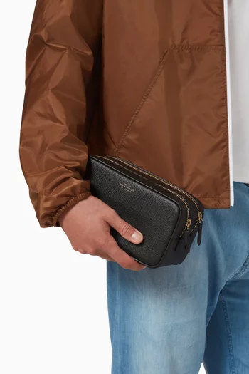 Panama Double-zip Washbag in Leather