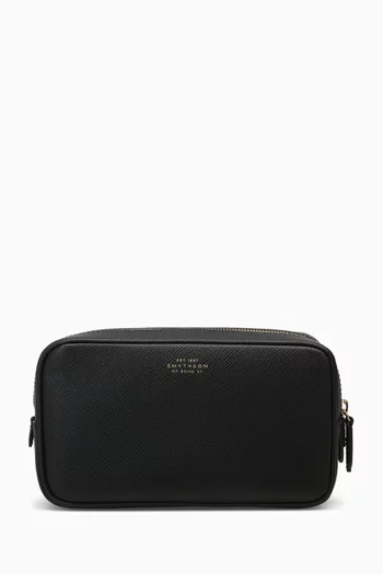 Panama Double-zip Washbag in Leather