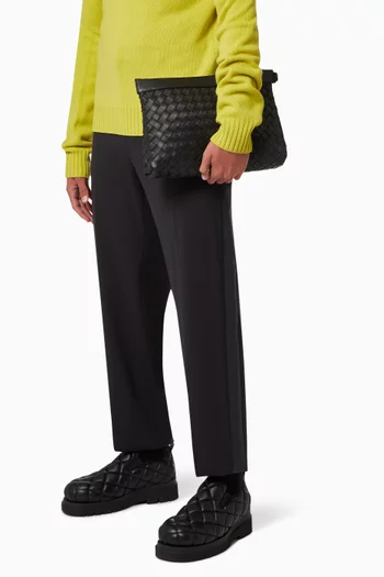 حافظة أوراق جلد عجل مجدول بتقنية هيدرولوجية