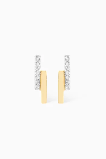 Mini Diamond Bar Bypass Stud Earrings in 14kt Yellow Gold     