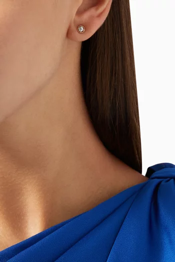 أقراط سلاسل ميني مرصعة بماس ذهب وردي عيار 18