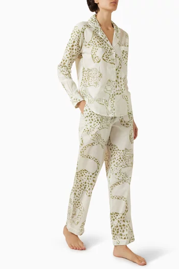 طقم بيجاما ببنطال طويل ونقشة ذا جاغ قطن