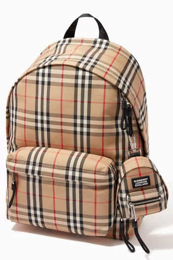 Backpack Charm in Vintage Check Bonded Cotton   