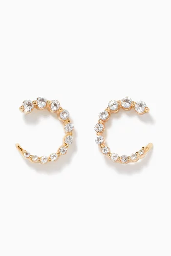 White Topaz Front-to-Back Earrings in 14kt Yellow Gold    