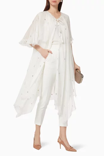 Asymmetric Crystal Chiffon Blouse  