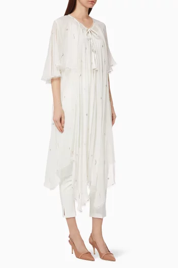 Asymmetric Crystal Chiffon Blouse  