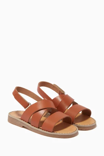 Cross Band Sandals in Leather   
