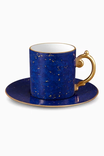 Lapis Espresso Cup & Saucer in Porcelain, Set of 6