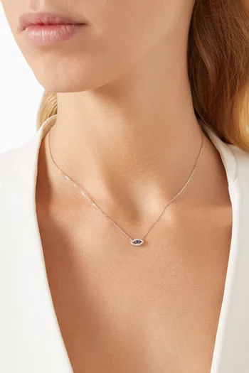 Evil Eye Diamond Necklace in 18kt White Gold