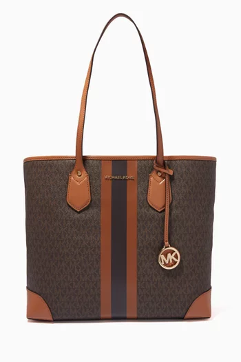 Large Eva Tote Bag in Logo Stripe Canvas     