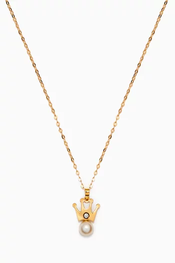 My Princess Diamond Pendant with Pearl in 18kt Yellow Gold 