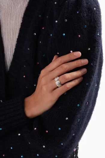 خاتم سكلبتد كابل مرصع بماس فضة إسترلينية