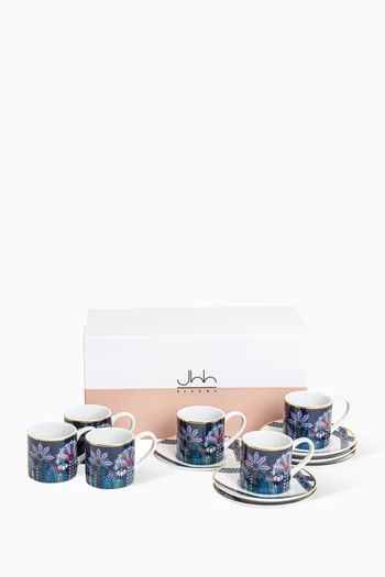 Tala Espresso Cups & Saucers in Porcelain, Set of 6    