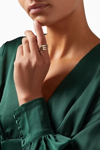 خاتم سيربنتي فايبر مرصع بماس ذهب وردي عيار 18