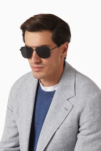 نظارة شمسية هاري بإطار أفياتور وعدسات مستقطبة ستانلس ستيل