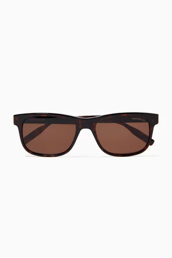 Square Frame Sunglasses in Tortoiseshell Acetate  