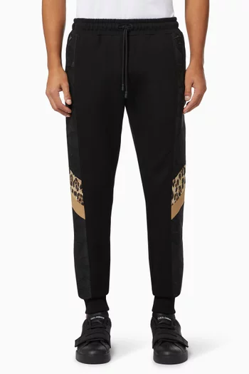 Sweatpants with Leopard Inserts in Jersey & Jacquard